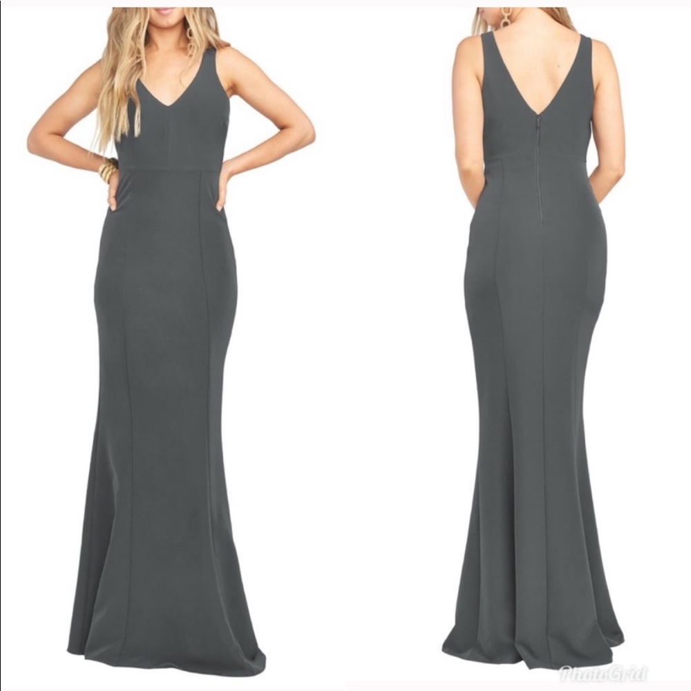 NWT Show me your mumu Morgan gown in charcoal-sm
